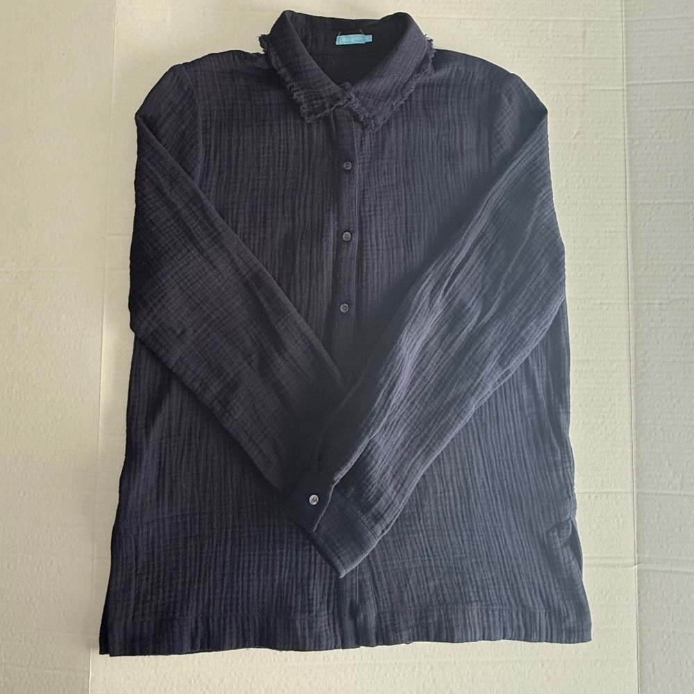 J. McLaughlin Collared Long Sleeve Cotton Top